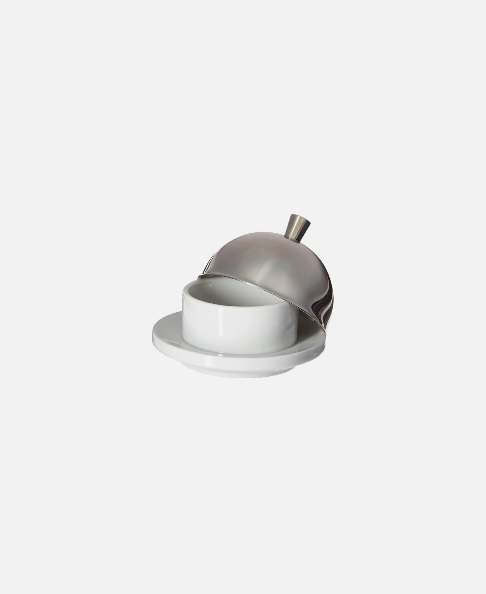 Mantequillera Con Tapa - Blanco / Inox Ø 9,2 x 7 cm