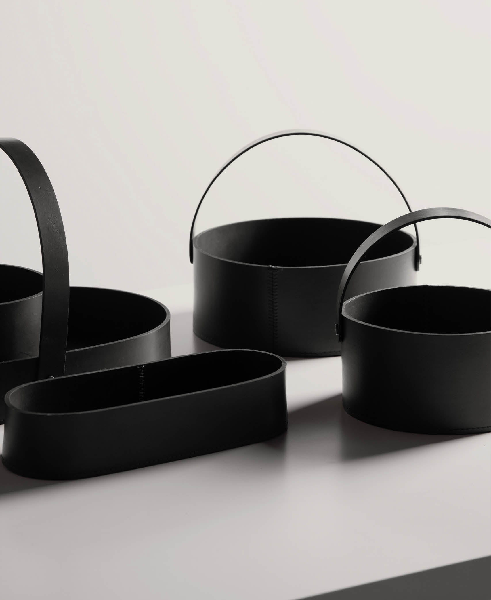 Cesta Oval Con Asa Cinde - Negro
